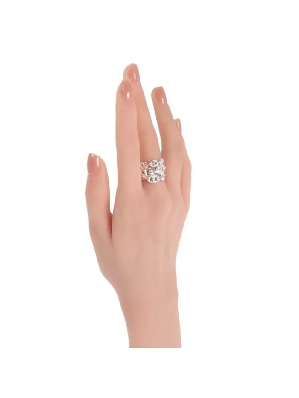 Hermes Chaine D'Ancre Enchainee Stamp Ring 925 Sterling Silver